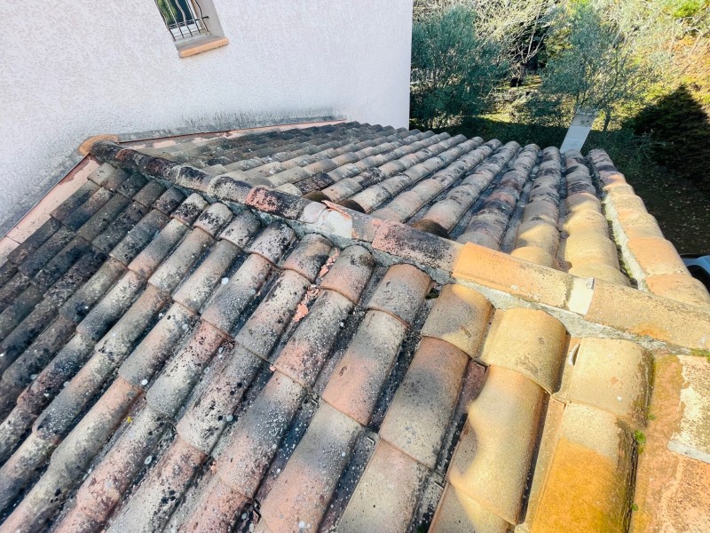 Rénovation d’une toiture type mécanique Abeilles sur Faîtage et nettoyage sur Vitrolles 13127 près de Marignane.