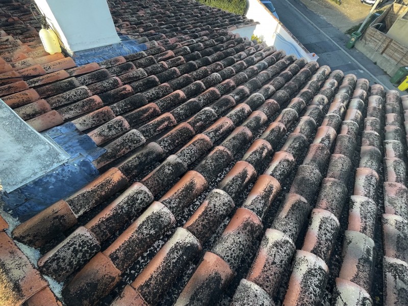 toiture avant intervention de nettoyage sur Châteauneuf-les-Martigues 13220