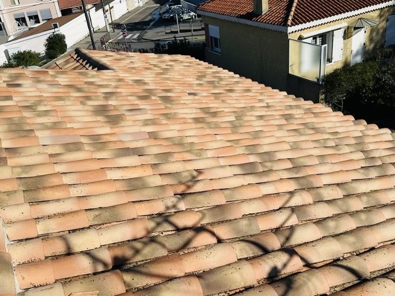 Intervention de couvreur pour un nettoyage de tuiles d'une toiture de maison sur Châteauneuf-les-Martigues 13220 près de Marignane