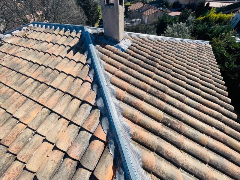 Rénovation d’une toiture type mécanique Abeilles sur Faîtage et nettoyage sur Vitrolles 13127 près de Marignane.