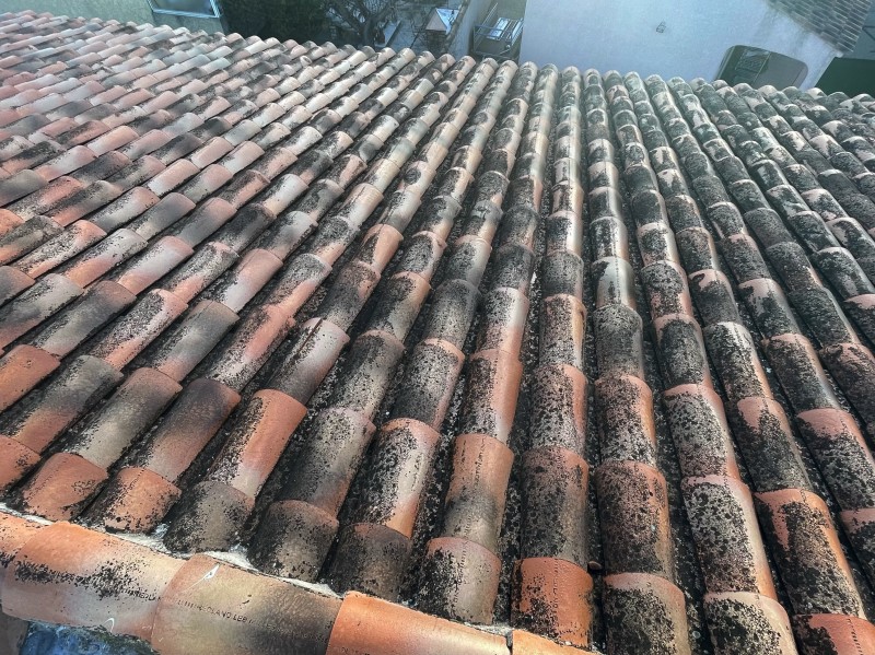 Intervention de couvreur pour un nettoyage de tuiles d'une toiture de maison sur Châteauneuf-les-Martigues 13220 près de Marignane