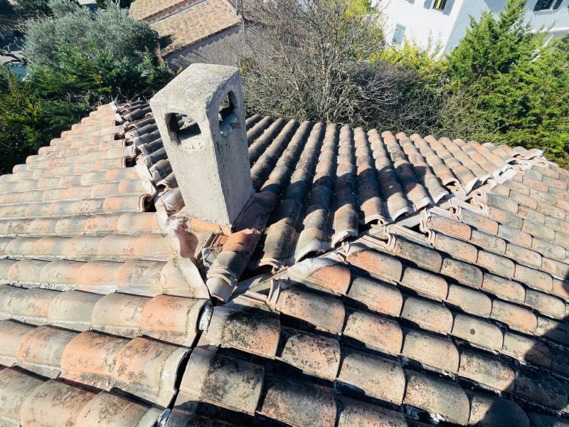 Rénovation d’une toiture type mécanique Abeilles sur Faîtage et nettoyage sur Vitrolles 13127 près de Marignane.