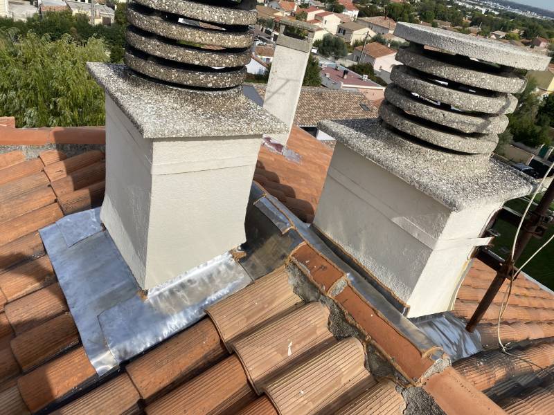 abergement de cheminée en plomb sur marignane