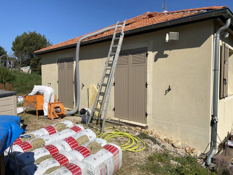 mise en place du chantier pour pose isolation