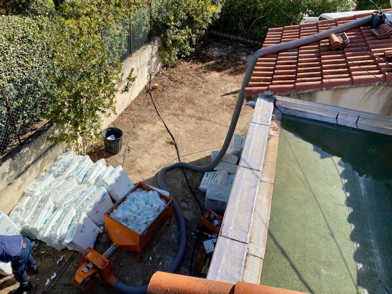 Pose d'une isolation laine de verre avec évacuation de l'ancienne isolation sur Carry-le-Rouet 13620