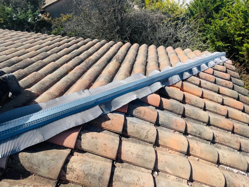 Rénovation d’une toiture type mécanique Abeilles sur Faîtage et nettoyage sur Vitrolles 13127 près de Marignane.