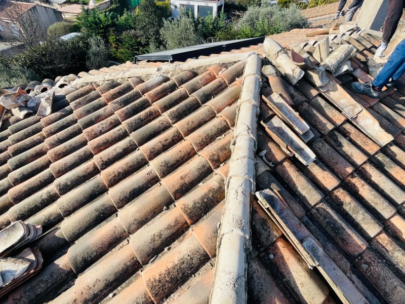 Rénovation d’une toiture type mécanique Abeilles sur Faîtage et nettoyage sur Vitrolles 13127 près de Marignane.