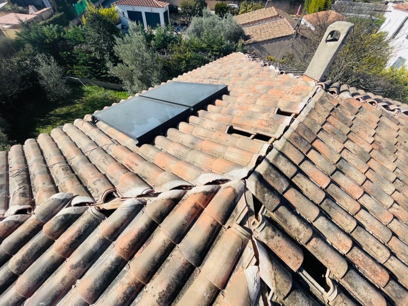 Rénovation d’une toiture type mécanique Abeilles sur Faîtage et nettoyage sur Vitrolles 13127 près de Marignane.