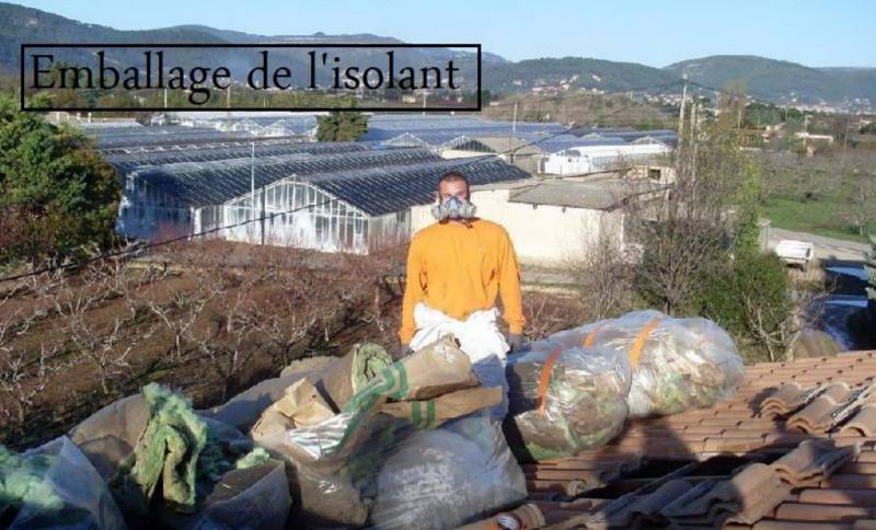 évacuation laine de verre par le toit sur rognac 13340